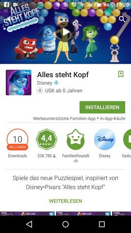 Wie im Familienbereich des Play Stores bereits üblich, sollen künftig alle werbeunterstützten Apps explizit gekennzeichnet werden. (Screenshot: Golem.de)
